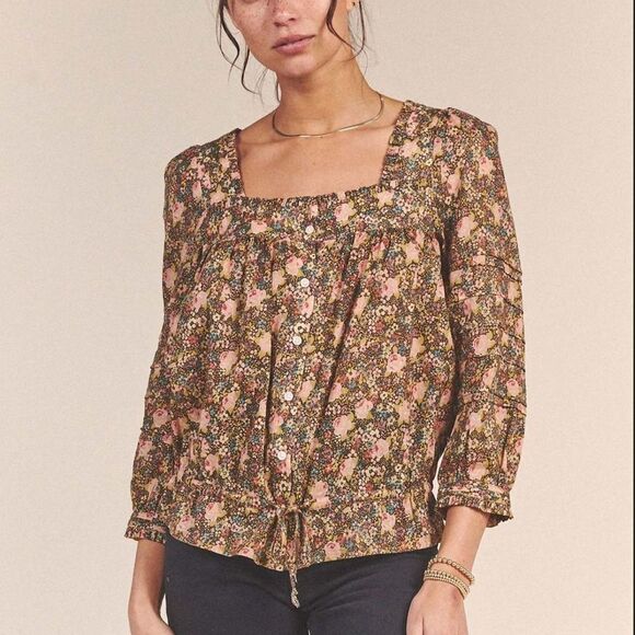 NEW Trovata Eunice Blouse Hedge Rose Birds of Paradis Size Medium - Picture 1 of 13